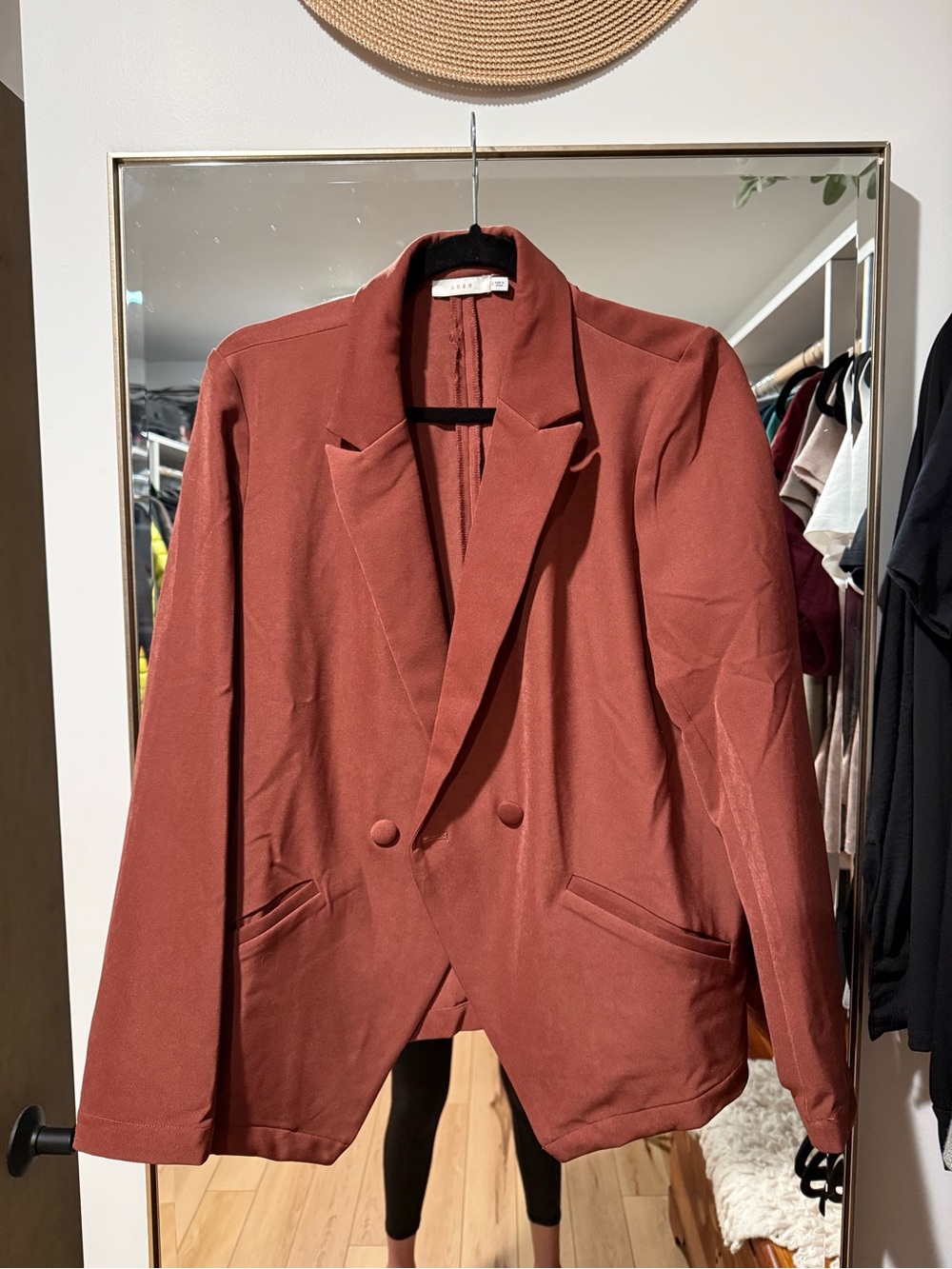 Lush Rust-Colored Double-Breasted Blazer